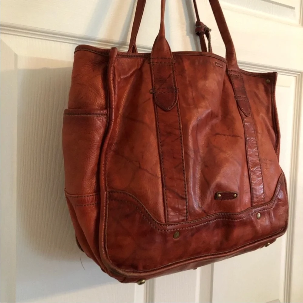 Frye leather campus shopper tote purse over night bag laptop case shoulder strap